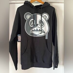 NWT Baws Men's Black Graphic Bear Hoodie, medium